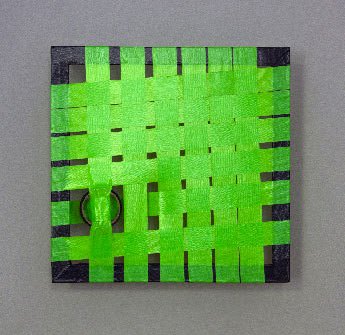 Green Construction- woven abstract duct tape art- Featured image