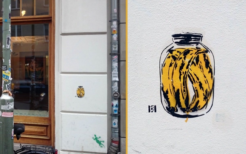 Bananen im Glas (Spreewald Underground)-Stencil Street Art- Ostap 2014