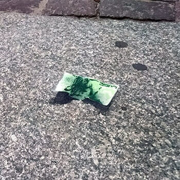 Fallen down-money- interactive stencil street art -Ostap 2015
