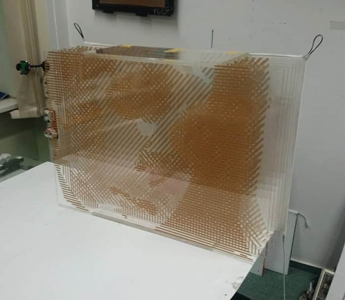 3d packing tape optical art- Side view without light Female portrait - 3d parcel tape optical art - work in progress- Ostap 2014