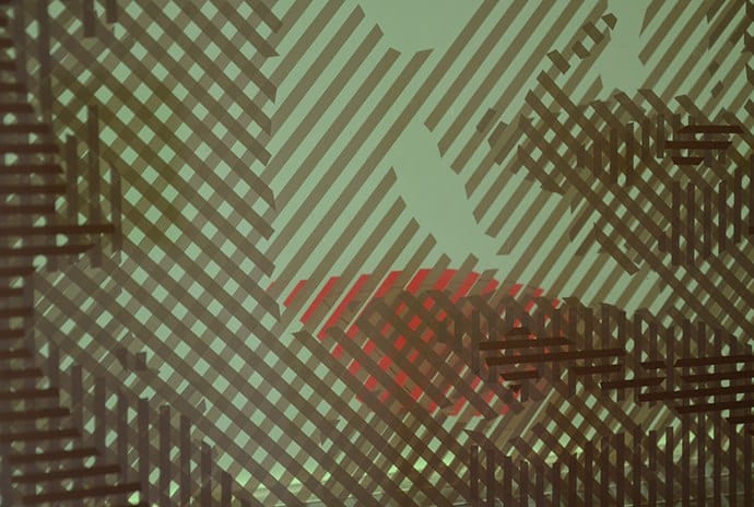 Op Art out of packing tape-Female portrait- Closeup 02 Op Art out of packing tape- Closeup 02
