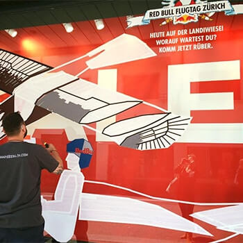 Tape street art project by Selfmadecrew- Red Bull Flying Day in Zurich 2016