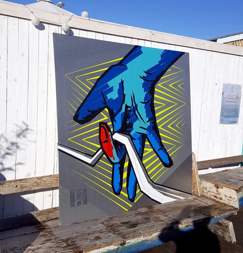 Bild 01- Die Hand-Selfmadecrew Logo- Tape Art Yard 5-Street Art Festival- Berlin 2016