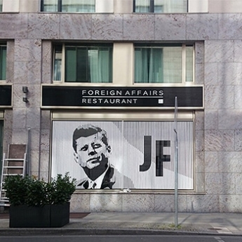 JFK portrait- duct tape street art-Berlin 2015