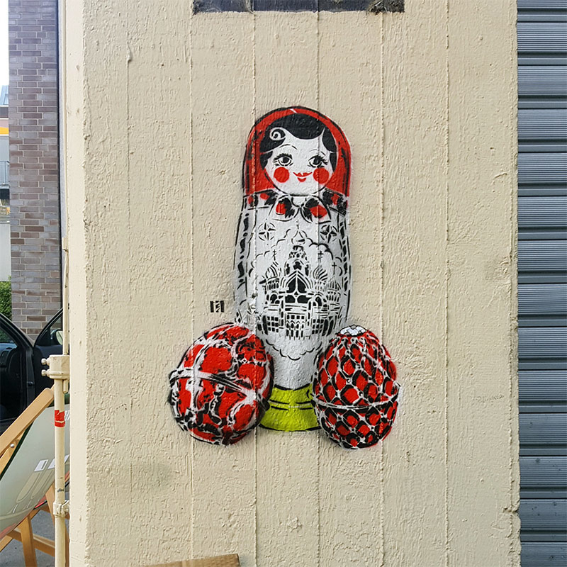 Matroschka-Schablonen Street Art- Ostap für The Haus-2017
