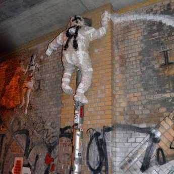 The Climber- tape street art sculpture by Selfmadecrew- 2016