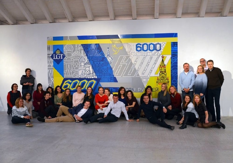 Workshop participants and their finished duct tape artwork