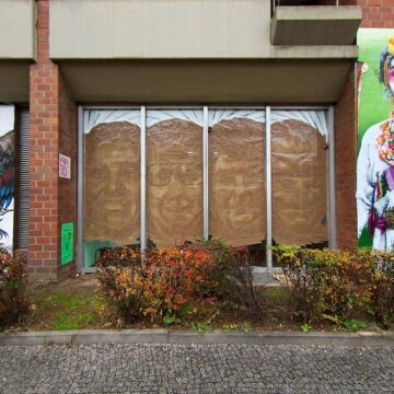 The finished tape street art installation at the daylight