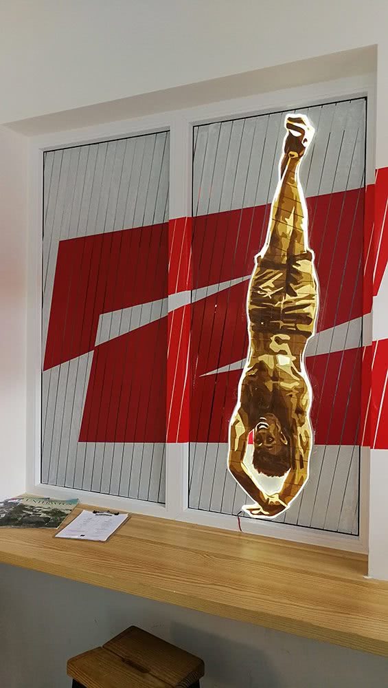 2000 Breakdance Move- Brown Tape Art by Slava Osinski- Close-Up