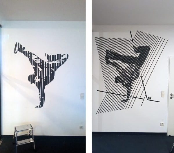 Breakdancers- BBoy- wall art made from duct tape- Slava Ostap