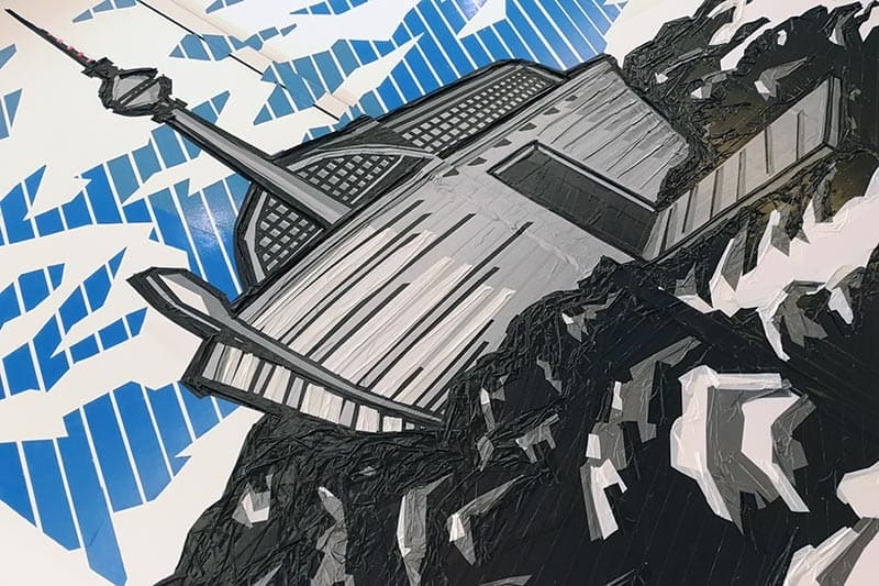 Work in progress- Close-up image of the duct tape artwork