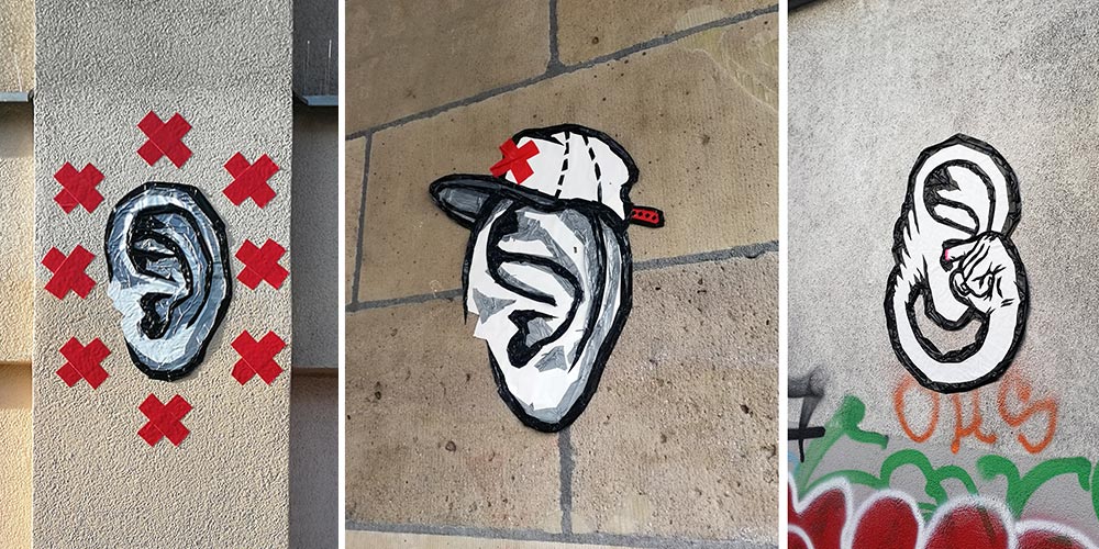 Selfies (Ohren)- Klebeband-Street-Art