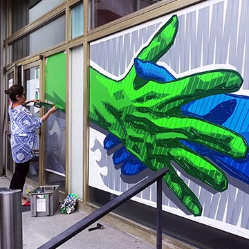 Interactive duct tape live Painting Show- WelcomeCamp Event