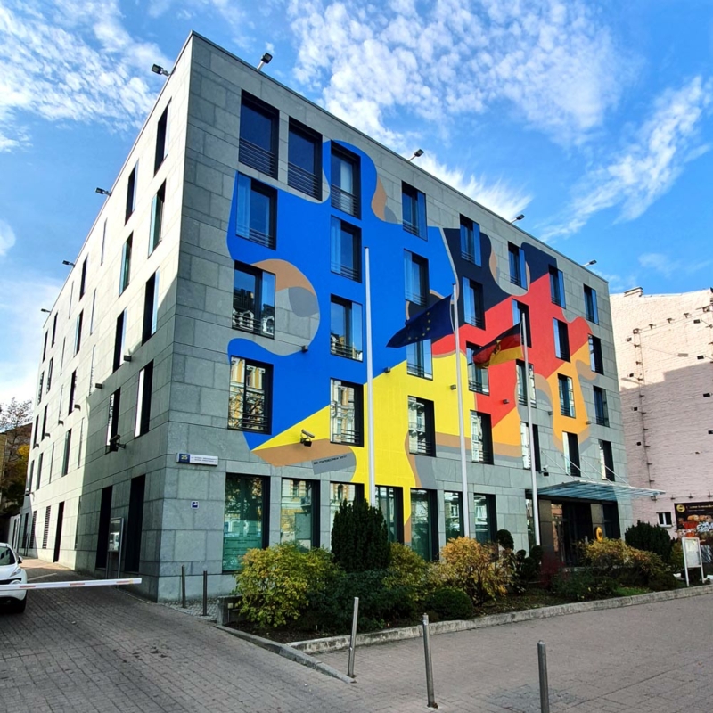 Mural artwork on German Embassy in Kyiv Ukraine