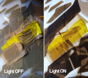 Brown packing tape with loght off and light on