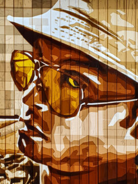 The details of the packing tape Jonny Depp portrait