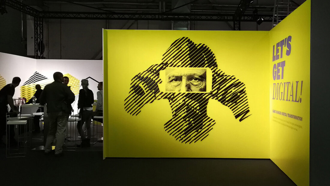 Tape art trade fair stand for Mercedes-Benz