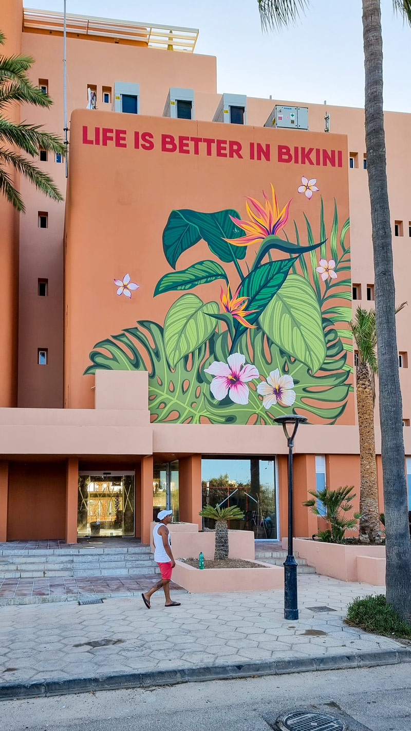 Hotel facade mural, Mallorca