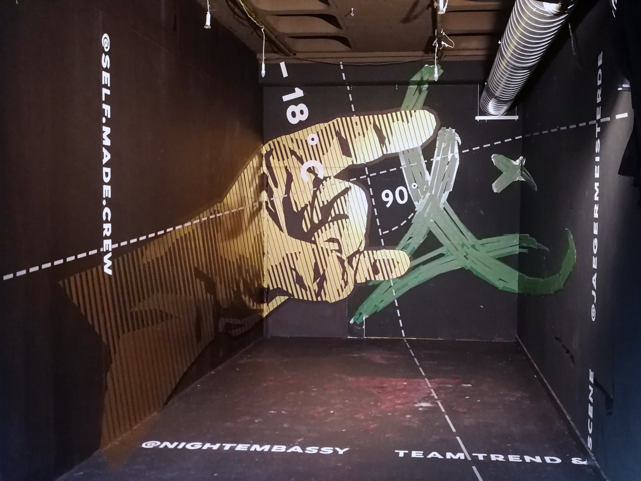 Tape art room installation for Jägermeister in Berlin, 2019
